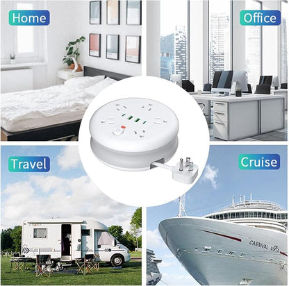 Power Strip Surge Protector-6.56 ft Retractable Travel Extension Cord Portable Powerstrip with 5 Outlet 2 Smart USB Port 2 USB C for Home Office Travel White