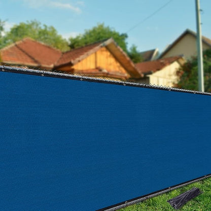 iCover 8x50ft Privacy Screen Fence, Garden Windscreen Mesh Shade Sail Net Barrier, Reinforced Bindings and Brass Grommet, Cable Zip Ties Included,Royal Blue