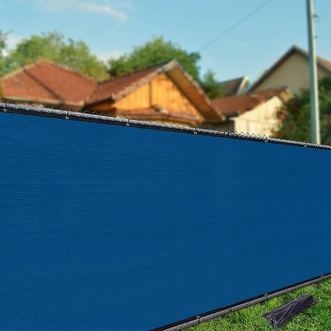 i COVER 6x25ft Fence Privacy Screen, Heavy Duty Privacy Fence Screen, Outdoor Shade Cloth Mesh Barrier, Cable Zip Ties Included, Blue