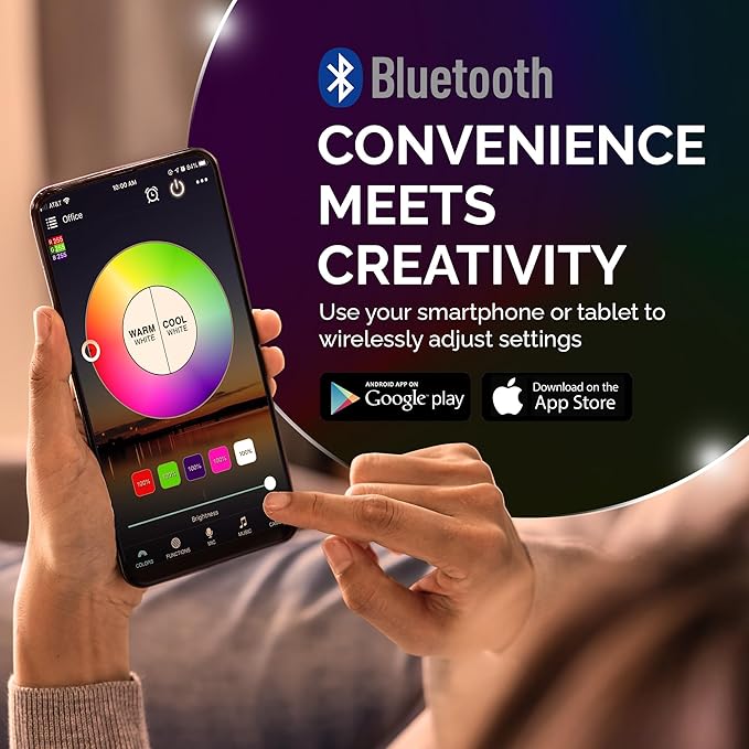 Flux FluxSmart - Bluetooth Light Bulb, Smart LED Bulb, Dimmable Smart Bulb, Smartphone-Controlled Hue Bulb with 16 Million Color Options, Compatible with iOS and Android Devices, 7W, A19, E26 Base