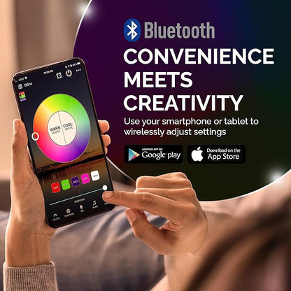 Flux FluxSmart - Bluetooth Light Bulb, Smart LED Bulb, Dimmable Smart Bulb, Smartphone-Controlled Hue Bulb with 16 Million Color Options, Compatible with iOS and Android Devices, 7W, A19, E26 Base