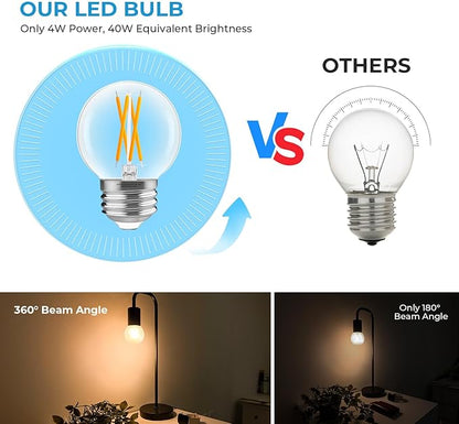 GvvooHome E26 G16.5 Edison LED Bulb, Dimmable 4W 40W Equivalent, 2700K Warm White, Round Globe Bulbs for Chandeliers, Ceiling Fan, Vanity & Pendant Lights, 90+ CRI, 400LM, 6 Pack