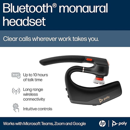 Poly Voyager Legend 50 - Bluetooth Headset - Wireless Headset with Mic - Four Noise-Canceling Mics, AI Noise Block & WindSmart Technology - Connectivity & Smart Call Controls - All-Day Comfort