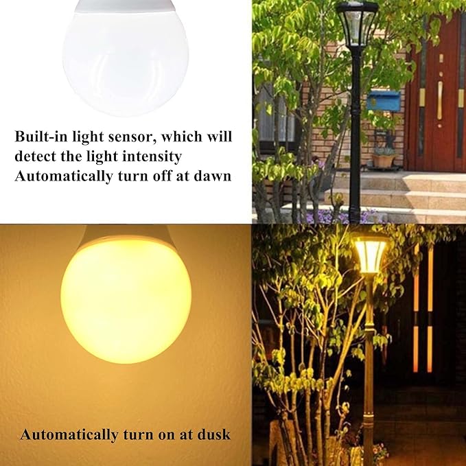 Taysing LED 40W Equivalent Smart Light Sensor Bulb, 5W 500lm E26 Soft White 4 Pack, Dusk to Dawn Light Bulbs for Indoor/Outdoor Use