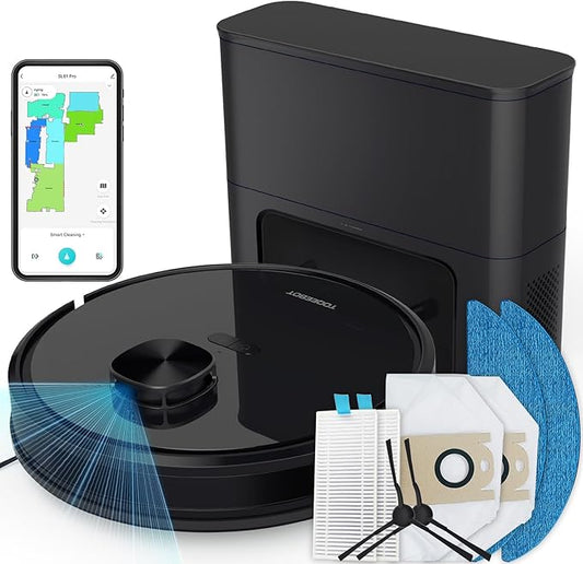 Robot Vacuum Cleaner with Mop Self Emptying;「70 Days* Hands-Free 」2.5L Self Emptying Station,Lidar Navigation WiFi/App/Alexa,Carpet Boost,4in1Robotic for Pet Hair Hard,Floor,Carpet