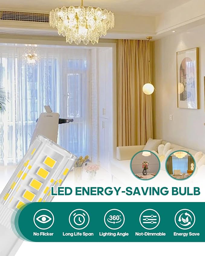G9 LED Bulb Not-Dimmable 3W, 30 Watt Halogen Equivalent, 120V No-Flicker, Chandelier Bulbs, Sconce Light, Vanity Light 350LM 360 Daylight White 6000K, 2 Pack