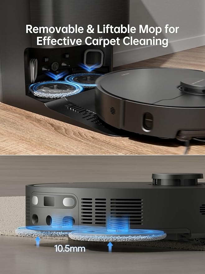 DREAME X40 Ultra Robot Vacuum and Mop Combo, 12,000Pa Powerful Suction, Side Brush Extend and Lifting, Mop Extend, Mops Raising and Removal, Washboard Self Cleaning and Mop Cleaning