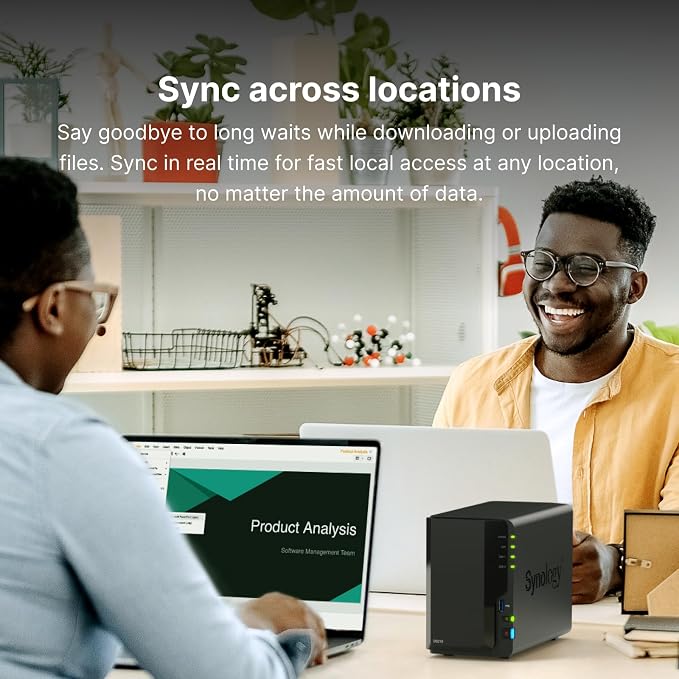 Synology DS223 Home & Office Backup Hub - Centralize Files, Protect Data & Monitor Property (2-Bay Diskless NAS)