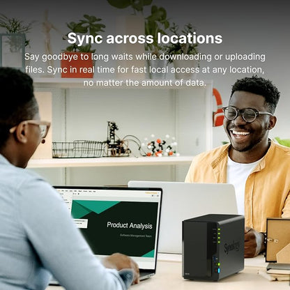 Synology DS223 Home & Office Backup Hub - Centralize Files, Protect Data & Monitor Property (2-Bay Diskless NAS)