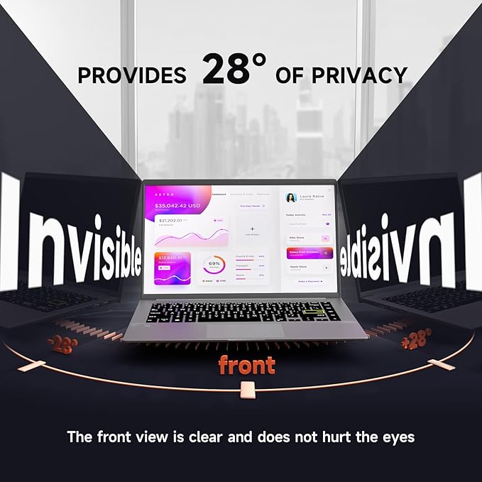 Mamol 15.6 Inch Laptop Privacy Screen Filter for 16:9 Widescreen Display, Eye Protection Anti Glare & Blue Light Filter, Privacy Screen Protector for 15.6" Laptop