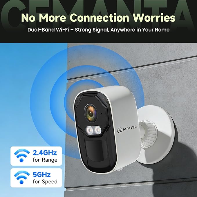 4MP Security Cameras Wireless Outdoor,No Subscription Required, Dual-Band 2.4G/5G WiFi, AI Motion Detection Siren Alarm, 2-Way Audio, Full-Color Night Vision, 3-Month Battery Life