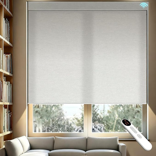Motorized Light Filtering Roller Shades – Smart Electric Blinds for Living Room, Alexa Google Home Siri, Matter Compatible, Custom Window Shades, Cordless Rechargeable