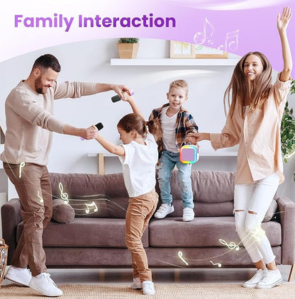 Mini Karaoke Machine for Kids Adults, 2026 TOP Birthday Gifts for Girls Boys 3,4,5,6,7,8+Year Old Toddler Toys, Portable Bluetooth Speaker with 2 Wireless Karaoke Microphones Player (Purple)