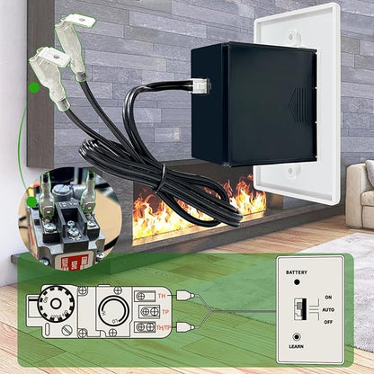 DIGITEN Gas Fireplace Remote Control Kit, Thermostat with Timer Kit for Millivolt Valve Gas Fireplaces, Large LCD Display, Wireless Thermostat Switch System On/Off/AUTO Control with Safety Lock