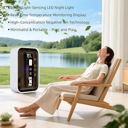 Plug-In Air Ionizers & Ionic Air Purifier — Negative Ion Generator, Ozone-Free Filterless Odor Eliminator, Pet & Litter Box Deodorizer, Quiet Bedroom/Kitchen/Bathroom Freshener with LED Light, Brown