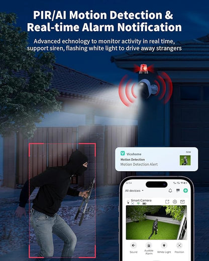 Armorcope Security Cameras Wireless Outdoor, Battery Powered 2k Color Night Vision, AI Motion Detection, IP66 Weatherproof, 2-Way Talk, SD/Cloud Storage, 2.4Ghz WiFi Cameras for Home Security(2 Pack)