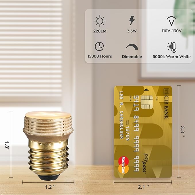 E26 LED Bulb 40W Equivalent, Uses 3.5 Watt 3000K Warm White, Mini Spotlight Indoor with Dimmable 220 Lumens, Filament-Free Small Edison Bulbs, LED Lights for Bedroom, Ceiling Fixtures, 2 Pack