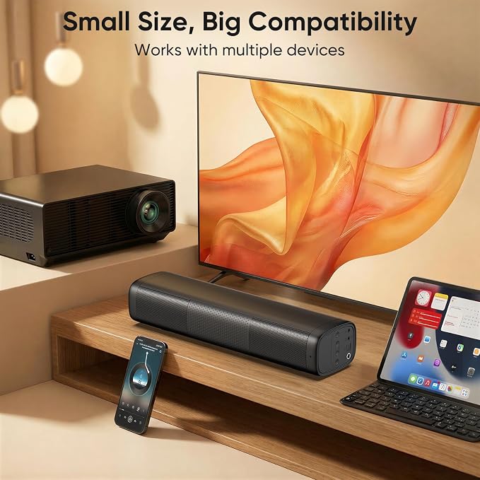 Saiyin 11.7-inch Sound Bar, Small Size & Big Power, Powered by AC Adapter