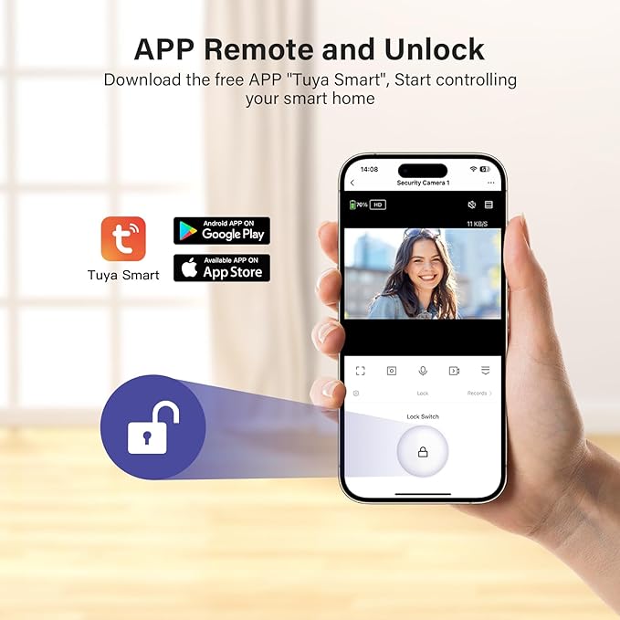 Wireless Doorbell Camera with 8" Screen Monitor Smart Video Doorbell Intercom System 1080P WiFi Door Bell Phone with Motion Detection, Night Vision, 2 Way Audio, Local Storage No Monthly Fee, Tuya App