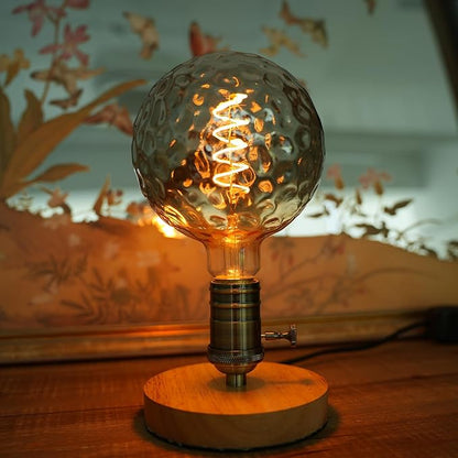 G40 LED Edison Bulb, Smoke Gray Hand-Blown Hard Glass, 4W (25W Incandescent Equivalent), 110-130V, E26, 2000K Warm Yellow Light, 200LM, Dimmable, for Indoor Decorative Lighting (Meteorite)