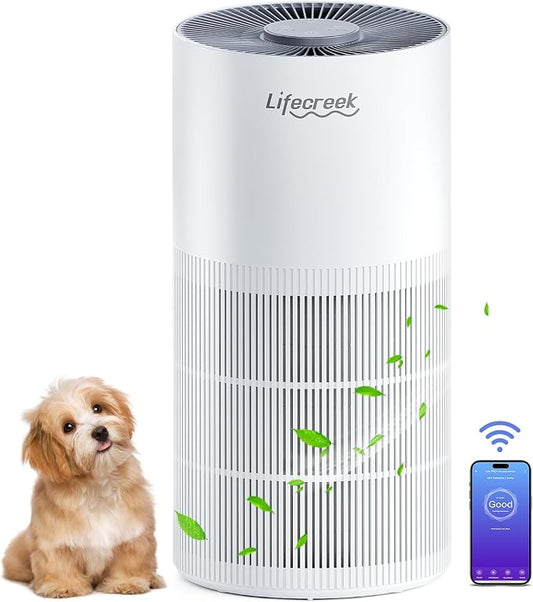 Lifecreek Air Purifiers for Home up to 1084 Ft², Air Purifiers for Large Rooms with Smart WiFi Control, 3-Stage Filter Air Purifiers for Bedroom 22 dB, Hepa Air Purifier Filter Cleaners for House