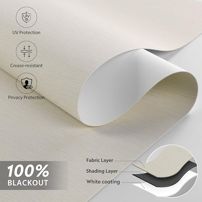 ZSTARR Motorized Roller Shades Blackout Smart Roller Blinds with Remote Control Rechargeable Blind Compatible with Alexa Automatic Window Shades for Home Custom Size (BO Beige)