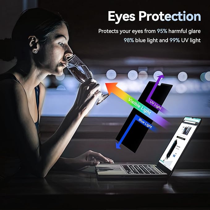 Magnetic Privacy Screen Protector Compatible with MacBook Air 15 Inch (2023-2026, M2 M3 M4 M5), Removable Anti Spy Blue Light Glare Shield Film Laptop Privacy Filter for Apple Mac Air 15.3