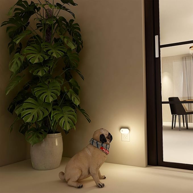 Lyridz Plug-in Night Light with Motion Sensor, 1-120 LM Stepless Adjustable Brightness LED Nightlights for Bathroom, Bedroom, Hallway, Stairs, Garage, Toilet, 4 Pack