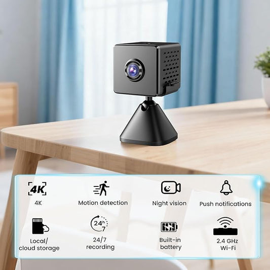 javiscam 2026 Upgraded 4K Spy Camera, Mini Hidden WiFi Camera with Live View, Plug-in Indoor Security Cam, 24/7 Recording, Motion Alerts, Night Vision, Cloud & TF Storage