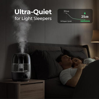 Homvana 4L Top-Fill Cool Mist Humidifiers for Bedroom, Large Room Plants