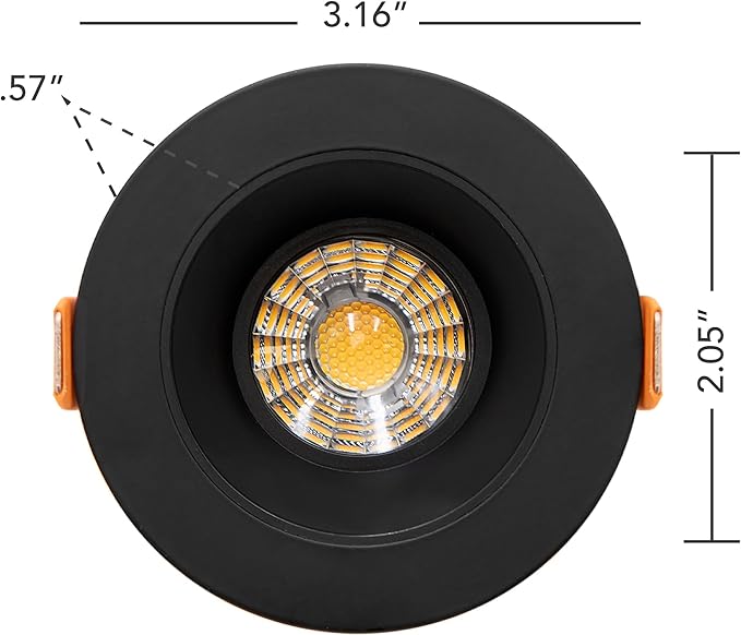 Maxxima 2 in. Ultra-Thin Recessed Anti-Glare LED Downlight - Canless IC Rated, 5 Color Temperature Selectable 2700K/3000K/3500K/4000K/5000K, Dimmable, Round Black Trim, 90 CRI