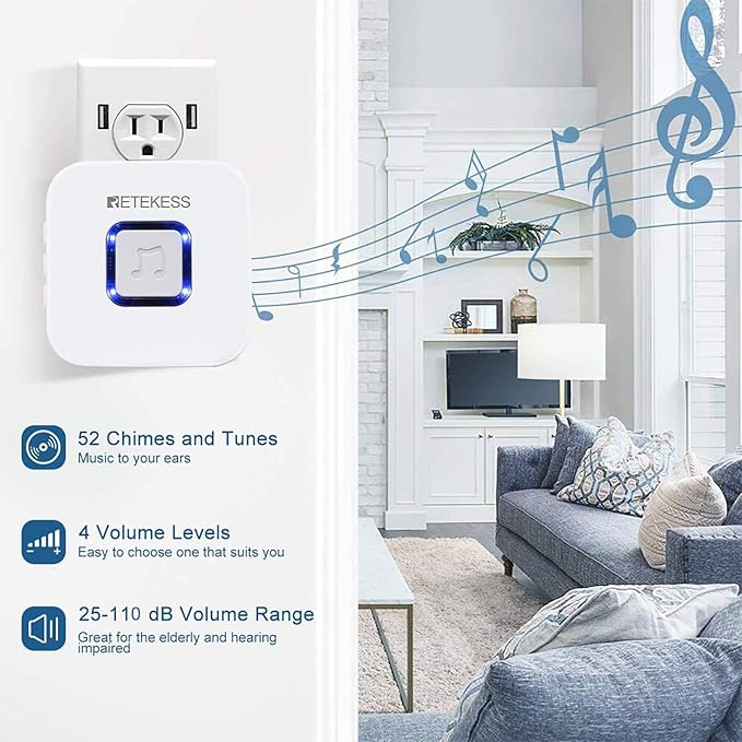 Retekess TH003 Wireless Caregiver Pager System,Nurse Alert System, 492ft,1 Plug-in Receiver,1 SOS Help Call Button for Home,Elderly,Patient,Disabled