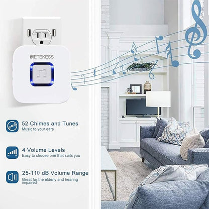 Retekess TH003 Wireless Caregiver Pager System,Nurse Alert System, 492ft,1 Plug-in Receiver,1 SOS Help Call Button for Home,Elderly,Patient,Disabled