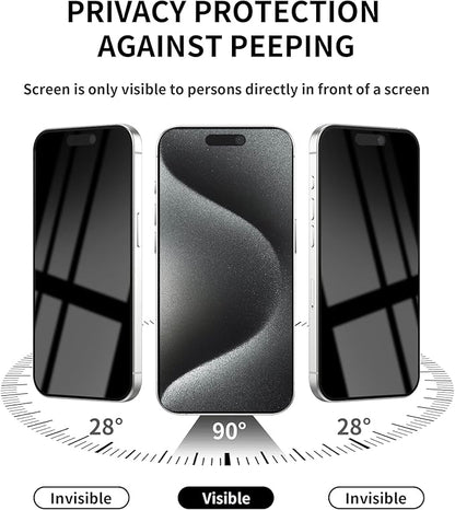3 Pack Privacy Screen Protector for iPhone 15 Pro Max Tempered Glass 6.7inch Private Saver Anti-Spy Eye Protection Anti-Scratch Full Coverage