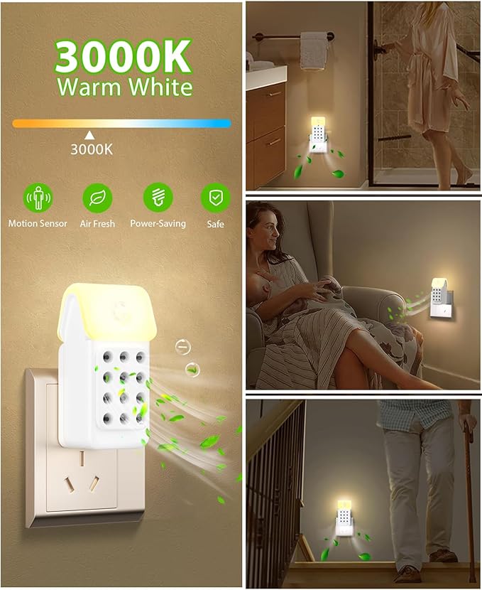 ySky Plug In Air Purifier for Home, Negative Ion Air purifiers with LED Motion Sensor Night Light,Quiet Mini Air Ionizers for home,Bathroom,Bedroom,Portable Air ionizer for Odor,Pet smell