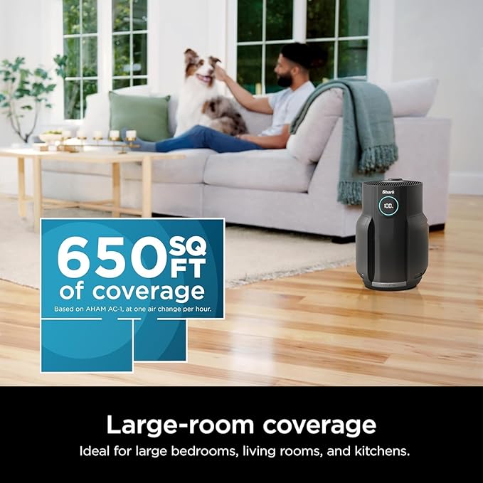 Shark HP152 Air Purifiers for Home Large Room with NeverChange Air Filter, Covers 650 Sq. ft, Odor Neutralizer and Clean Sense Technology (Renewed)
