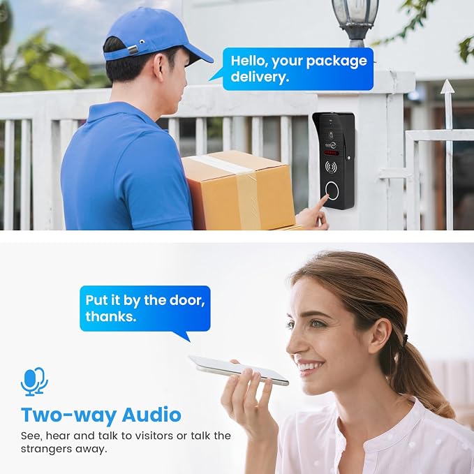 ANJIELO SMART Wired Video Doorbell with Indoor Monitor,Video Intercom System, Hardwired Door Entry Camera with Two-Way Audio, Motion Detection, Remote Unlock for Home Security(Black)
