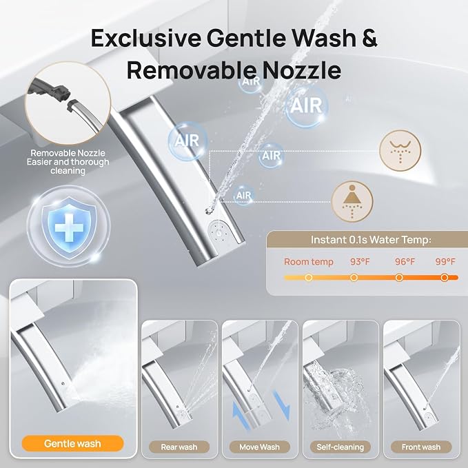 Smart Toilet with Bidet Built-in: Ultra Gentle Wash Bidet Toilet Child Mode
