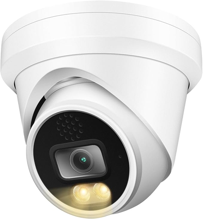 Marquis 4K 8MP PoE IP Turret Dome Camera with Microphone, 2.8mm Wide Angle, 24/7 Full Color Night Vision, Dual Light, Weatherproof IP67 Indoor Outdoor Security Camera