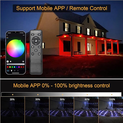 LED Deck Light Kit, 10pcs Φ1.77” WiFi Wireless Smart Phone Control Low Voltage Recessed RGBW Deck Lights with Remote, Voice Control, IP67 Waterproof Outdoor Path Stair Landscape Lighting, Black