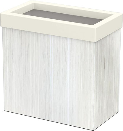 Gatco Small Bathroom Trash Can with Lid, Rectangle 3 Gallon Wastebasket, Under Sink, White Oak with Matte White, for Bathroom, Bedroom, Office (1943W)