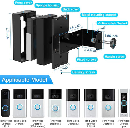 AOZTSUN Anti-Theft Adjustable Video Doorbell Mount Compatible with Ring/Blink Wireless Video Doorbell, Mounting Bracket Accessories for Houses, Apartments, Not for Security Door