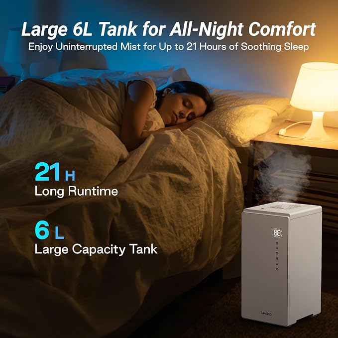 Livatro 6L Stainless Steel Humidifier for bedroom with Warm Mist Steam
