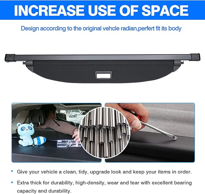 Powerty Cargo Cover for 2022-2025 2026 Hyundai Tucson Accessories, Trunk Cover Retractable Trunk Shielding Shade Cargo Luggage Cover for 2022-2026 Hyundai Tucson Black
