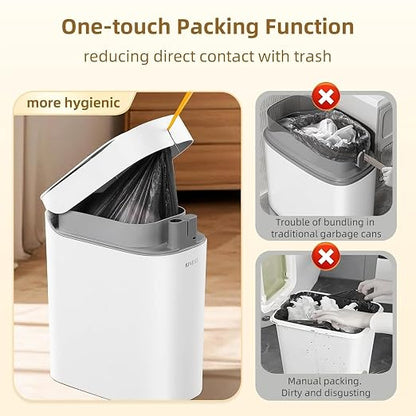 MUEE 3.5 Gal Automatic Bagging Bathroom Trash Can, Motion Sensor, White