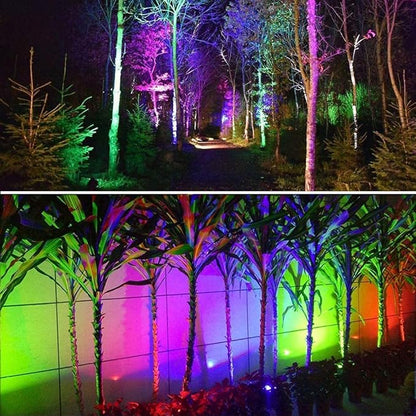 30W PAR30 RGB LED Flood Light Outdoor, Dimmable Color Changing LED Bulbs with Remote Control, Waterproof Lawn Lamp for Home Courtyard Christmas Party Decoration (2pcs)