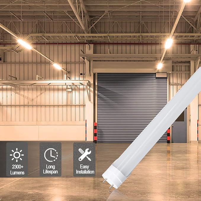 LightingWill LED T8 Light Tube 4FT, Natural White 4000K, Dual-End Powered Ballast Bypass, 2000Lumen 18W (40W Equivalent Fluorescent Bulb Replacement), Clear Cover, AC85-265V Lighting Fixture, 4 Pack