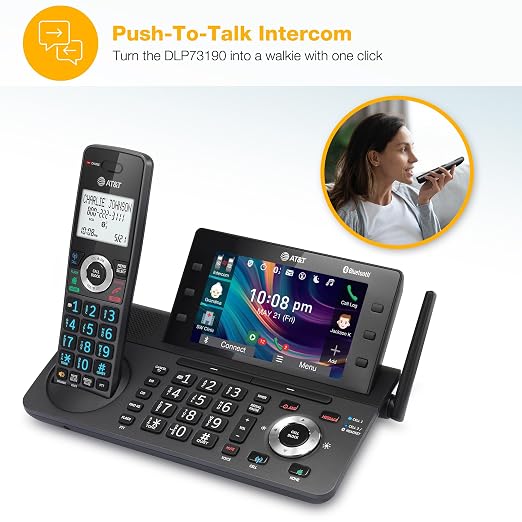 AT&T DECT 6.0 Cordless Home and Business Phone with Answering Machine, 5" Large Color Display, One-Touch Shortcut, Conference, Intercom, Smart Call Blocker, Bluetooth Connect to Cell: DLP73190