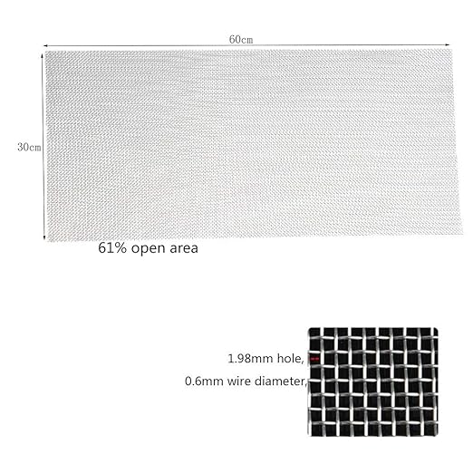 TIMESETL 304 Stainless Steel Woven Wire 10 Mesh - 12" X 24" (30cmX60cm) - Garden Fence Mesh, Window Screens Net, BBQ Wire Mesh, Cabinets Mesh Replacement