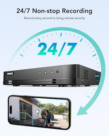 ANNKE 1080P Lite H.265+ 16CH Security Camera System, 5 in 1 Surveillance DVR and 16Pcs 1080P Outdoor Cameras, IP67 Waterproof, 2TB HDD, Smart Dual Light, View Remotely, Motion Detection